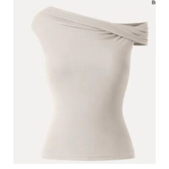 Brand New OGL Women's Size Small White One Shoulder Skin Kiss Blouse Top - Picture 1 of 7